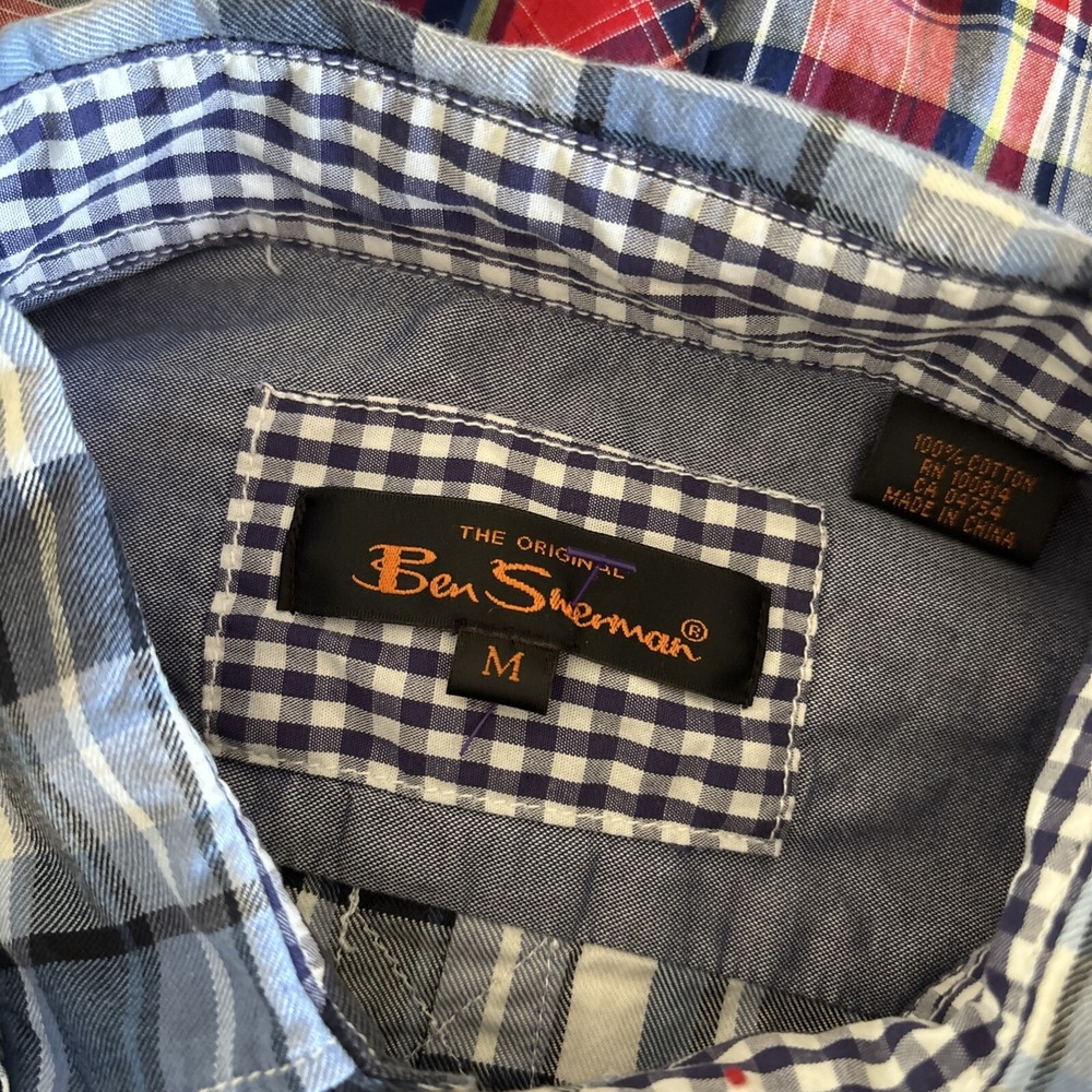 Ben Sherman Mens Multicolor Plaid Flip Cuff Button Up Shirts Size M Lot Of 2 - Picture 2 of 12